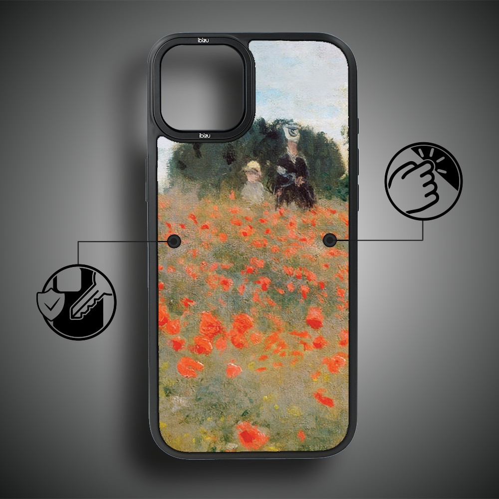 Etui do iPhone 15 IBIZU DropGuard Matt z MagSafe, Claude Monet, pole maków