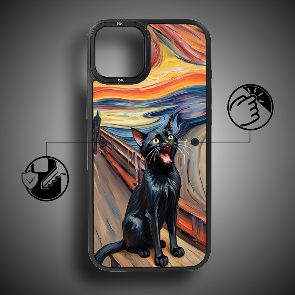 Etui do iPhone 15 IBIZU DropGuard Matt z MagSafe, Edvard Munch, krzyk kota