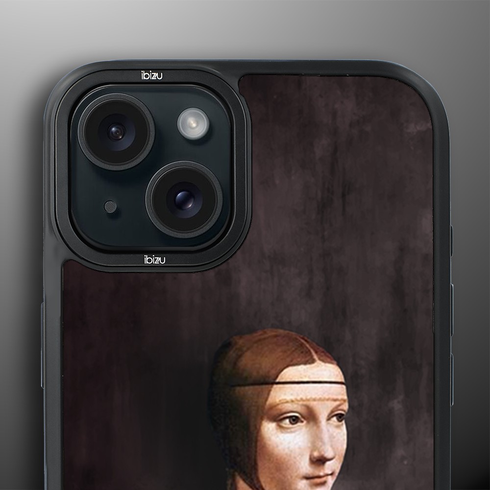 Etui do iPhone 15 IBIZU DropGuard Matt z MagSafe, Leonardo Da Vinci, dama z kotem