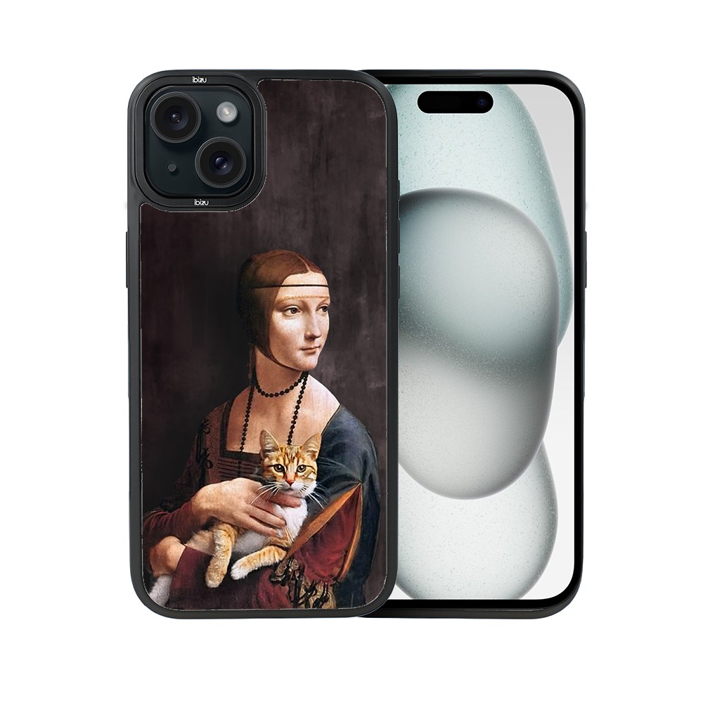 Etui do iPhone 15 IBIZU DropGuard Matt z MagSafe, Leonardo Da Vinci, dama z kotem