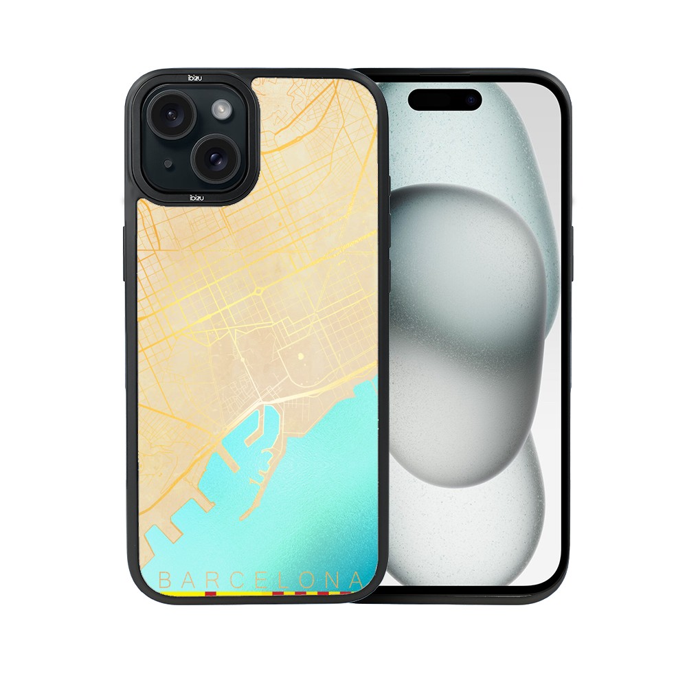 Etui do iPhone 15 Plus IBIZU DropGuard Matt z MagSafe, Mapy Świata, Barcelona