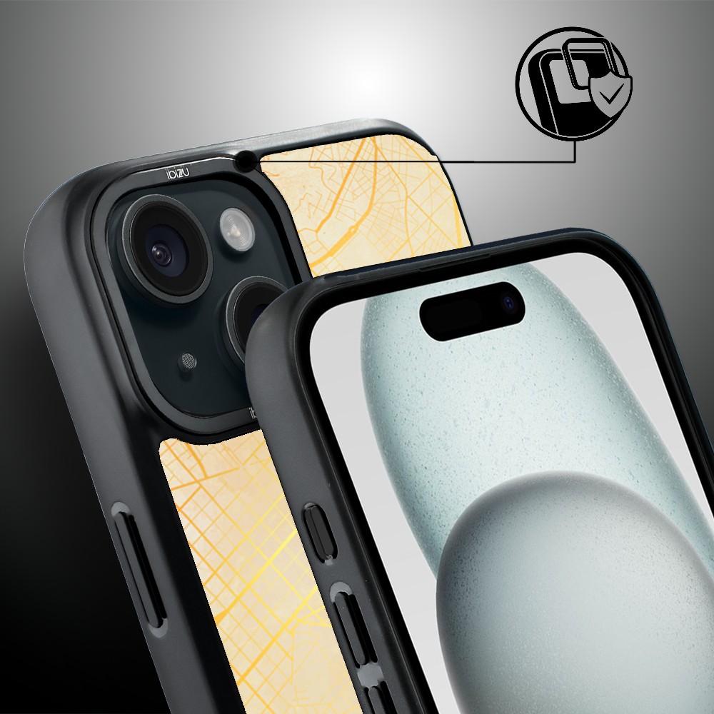 Etui do iPhone 15 Plus IBIZU DropGuard Matt z MagSafe, Mapy Świata, Barcelona