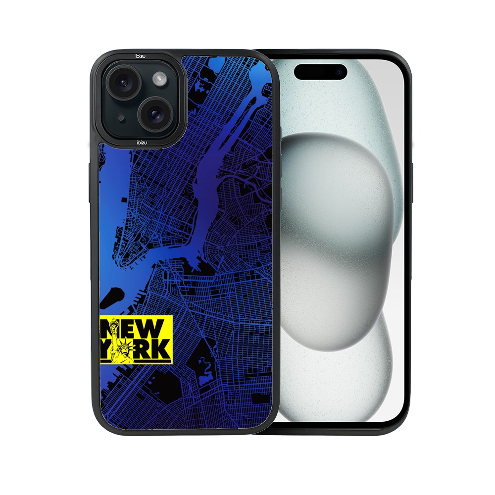Etui do iPhone 15 Plus IBIZU DropGuard Matt z MagSafe, Mapy Świata, New York