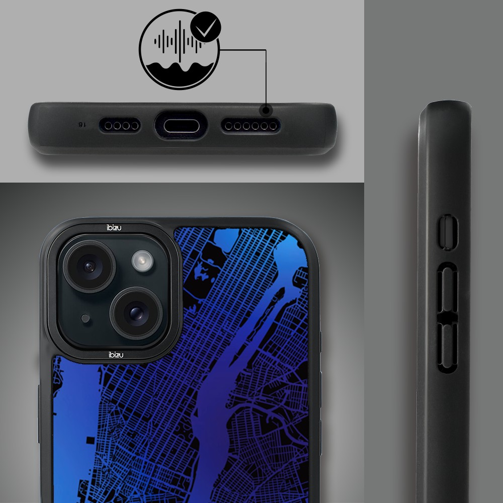 Etui do iPhone 15 Plus IBIZU DropGuard Matt z MagSafe, Mapy Świata, New York
