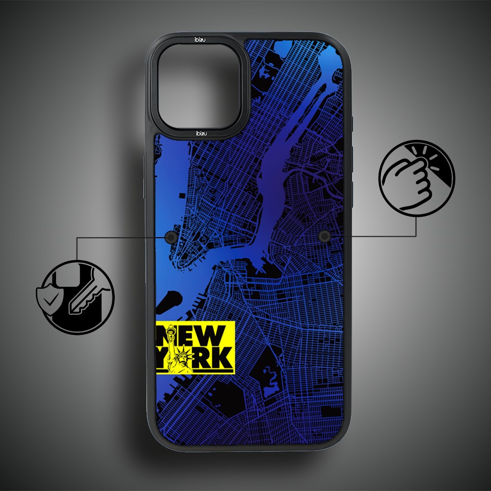Etui do iPhone 15 Plus IBIZU DropGuard Matt z MagSafe, Mapy Świata, New York