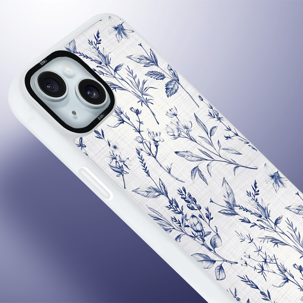 Etui do iPhone 15 Plus IBIZU DropGuard Matt z MagSafe, Pastel Bloom, Lazurowe szepty