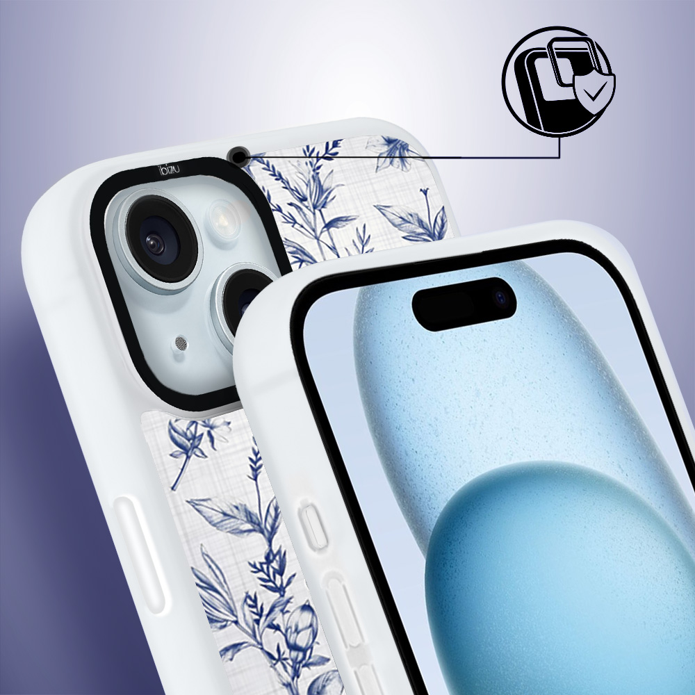 Etui do iPhone 15 Plus IBIZU DropGuard Matt z MagSafe, Pastel Bloom, Lazurowe szepty