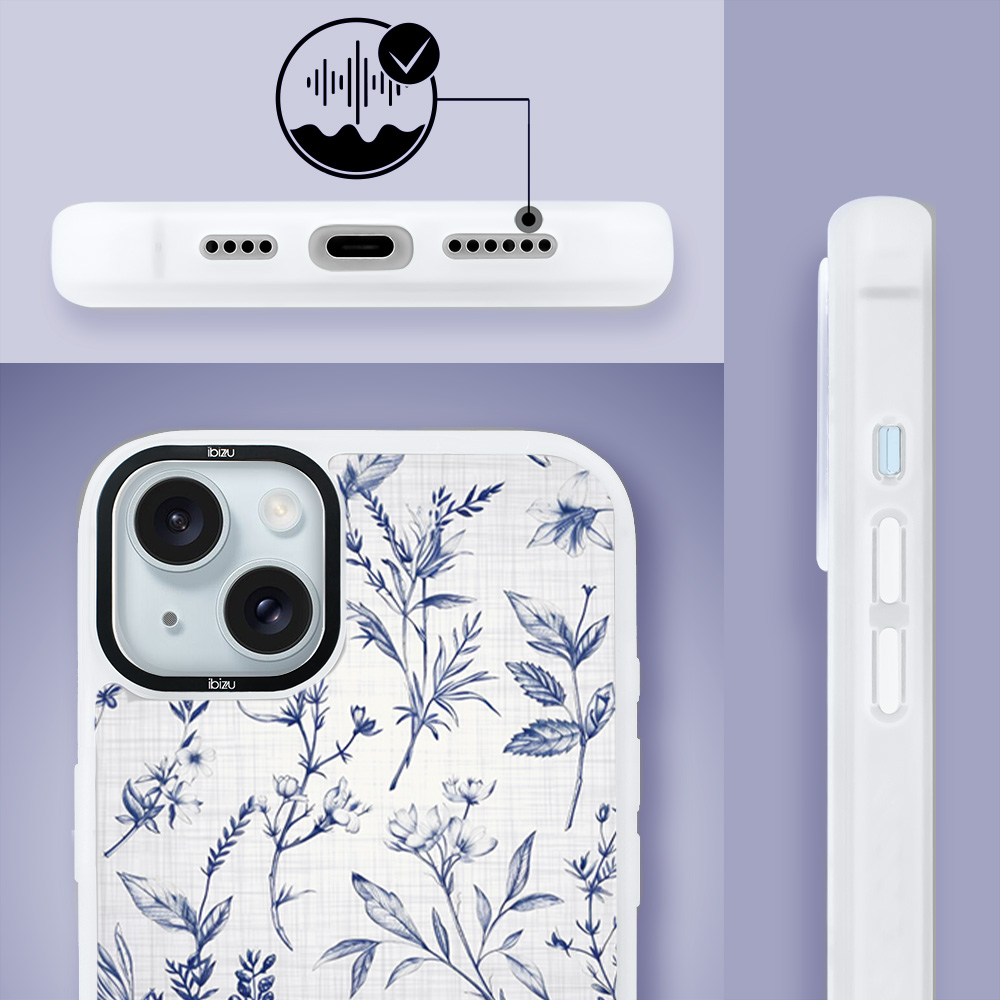 Etui do iPhone 15 Plus IBIZU DropGuard Matt z MagSafe, Pastel Bloom, Lazurowe szepty