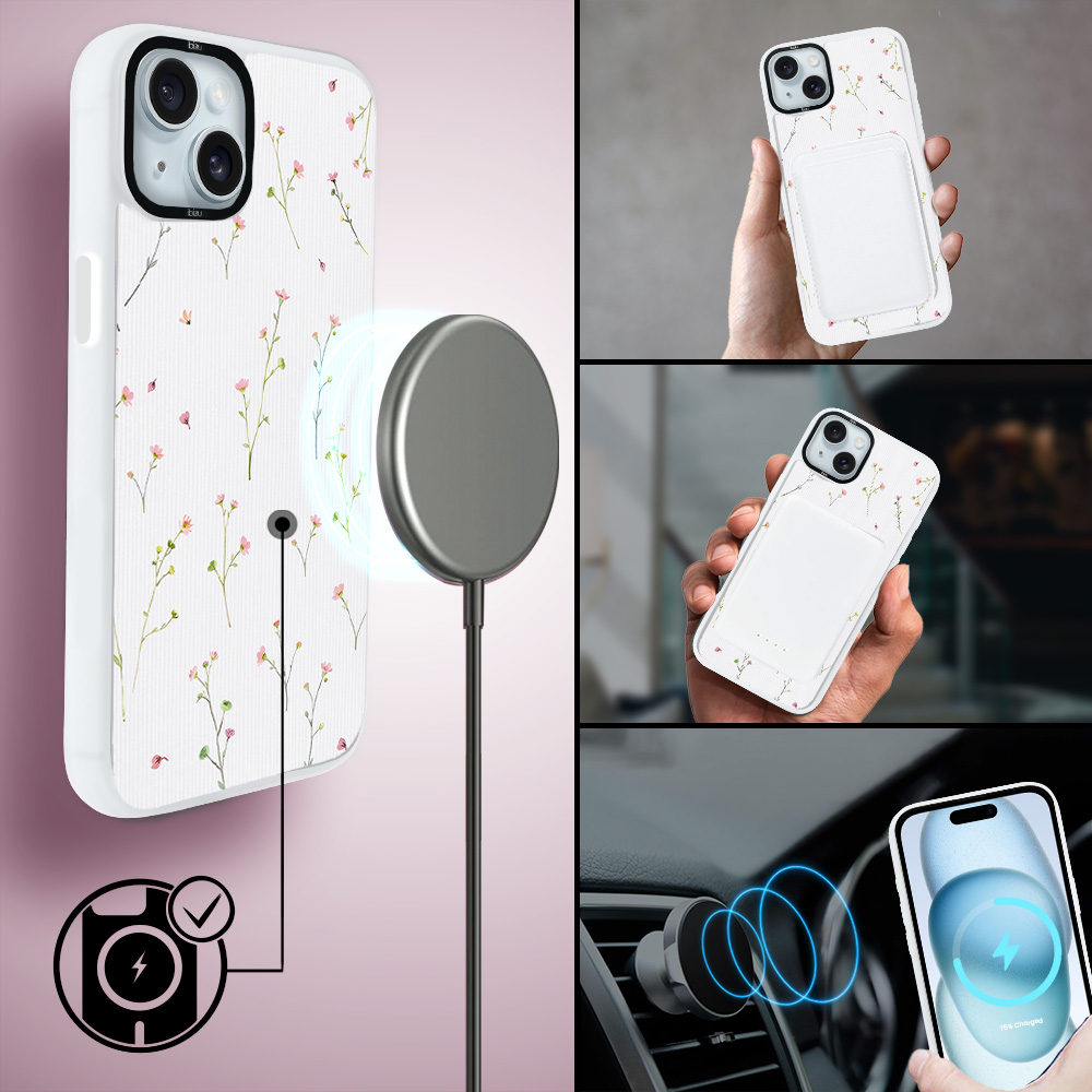 Etui do iPhone 15 Plus IBIZU DropGuard Matt z MagSafe, Pastel Bloom, Polna fantazja