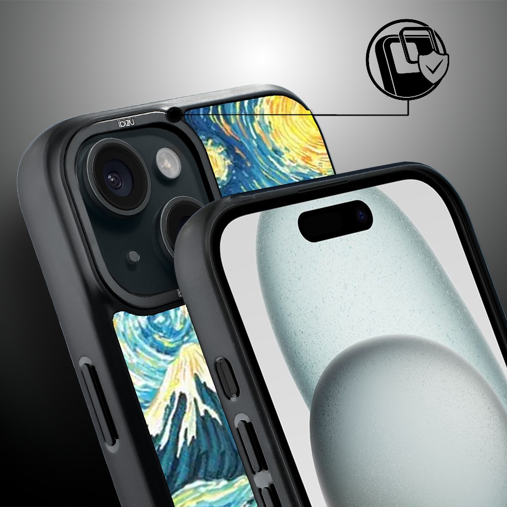 Etui do iPhone 15 IBIZU DropGuard Matt z MagSafe, Van Gogh, gwieździsta noc