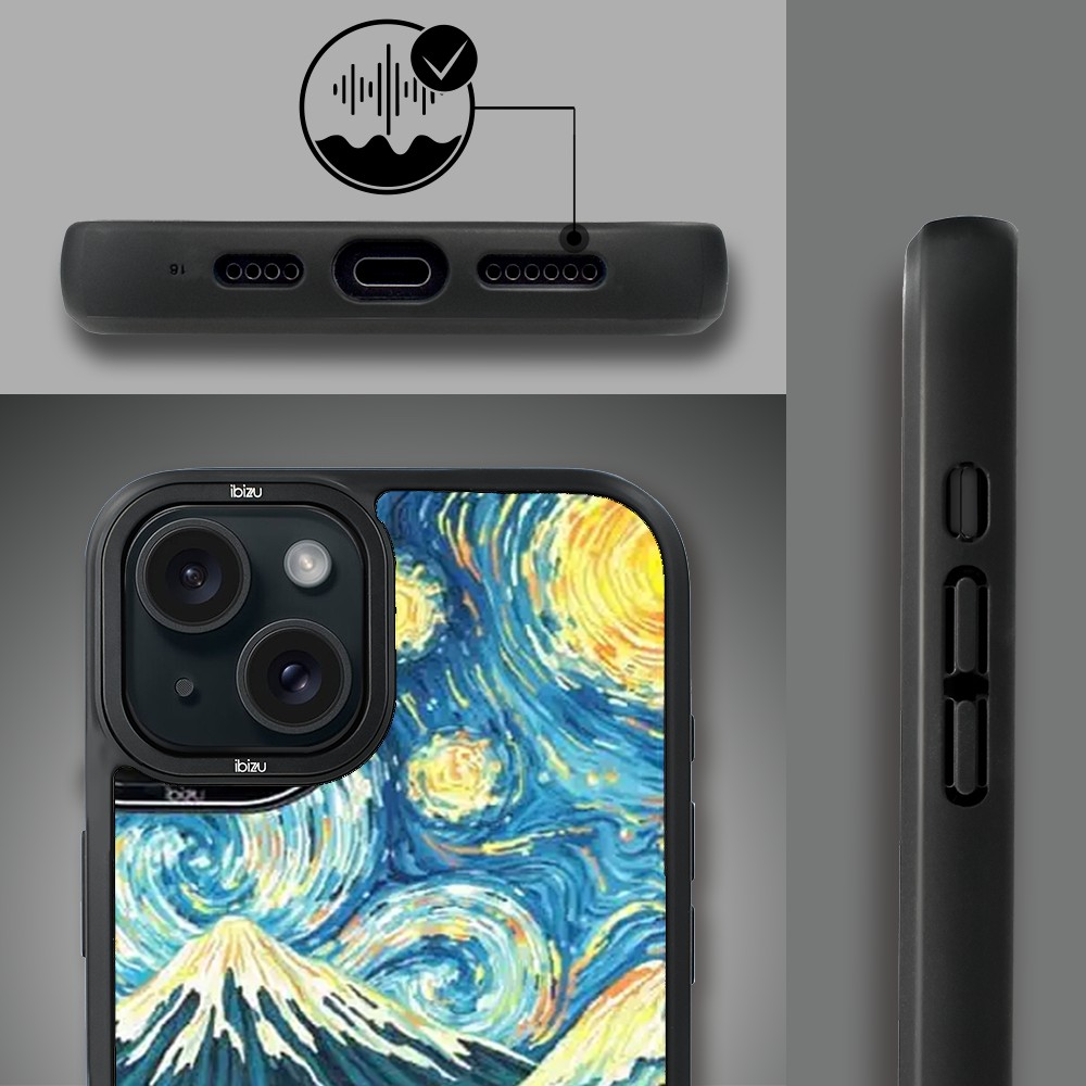 Etui do iPhone 15 IBIZU DropGuard Matt z MagSafe, Van Gogh, gwieździsta noc