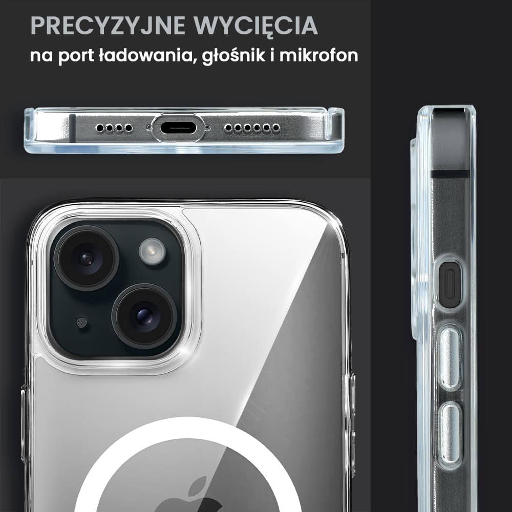 Etui do iPhone 15, Ibizu Crystal Clear Glass z MagSafe, szklany tył 9H, przeźroczyste