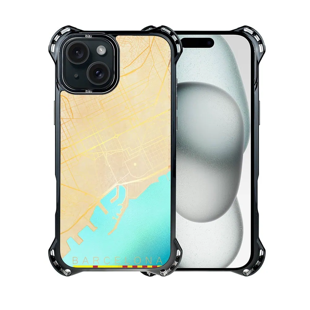 Etui do iPhone 15 Plus, Ibizu DropGuard Ultra z MagSafe, Mapy Świata, Barcelona