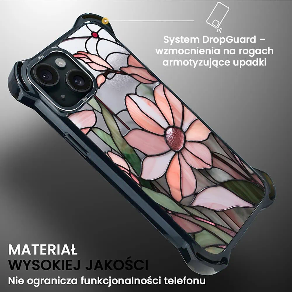 Etui do iPhone 15 Plus, Ibizu DropGuard Ultra z MagSafe, Barwy Szkła, Różowa magnolia