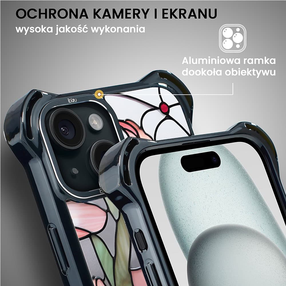 Etui do iPhone 15 Plus, Ibizu DropGuard Ultra z MagSafe, Barwy Szkła, Różowa magnolia