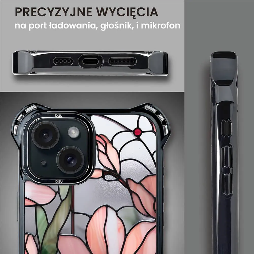 Etui do iPhone 15 Plus, Ibizu DropGuard Ultra z MagSafe, Barwy Szkła, Różowa magnolia