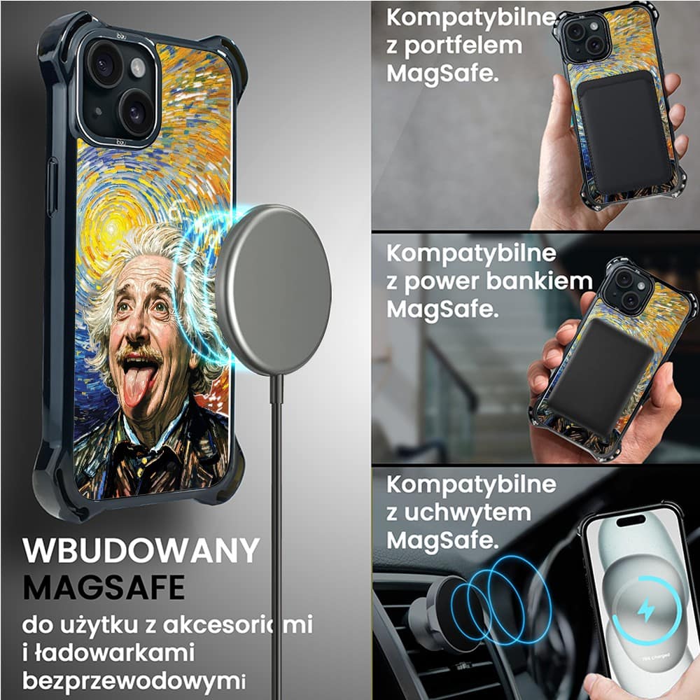 Etui do iPhone 15 Plus, Ibizu DropGuard Ultra z MagSafe, Einstein