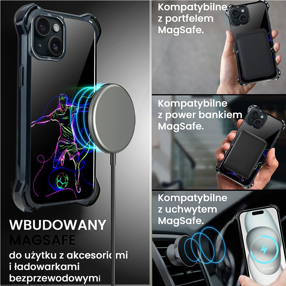 Etui do iPhone 15, Ibizu DropGuard Ultra z MagSafe, #ElectroMove, Moc football’u