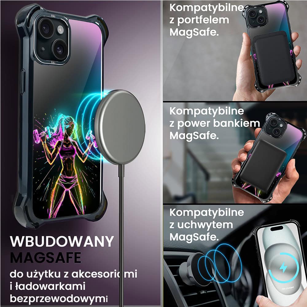Etui do iPhone 15, Ibizu DropGuard Ultra z MagSafe, #ElectroMove, Wibracja fitness
