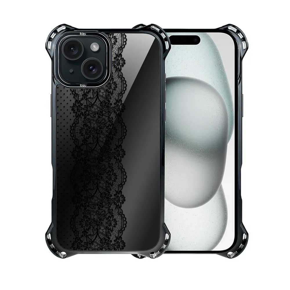 Etui do iPhone 15, Ibizu DropGuard Ultra z MagSafe, Midnight, Ornamentowa koronka