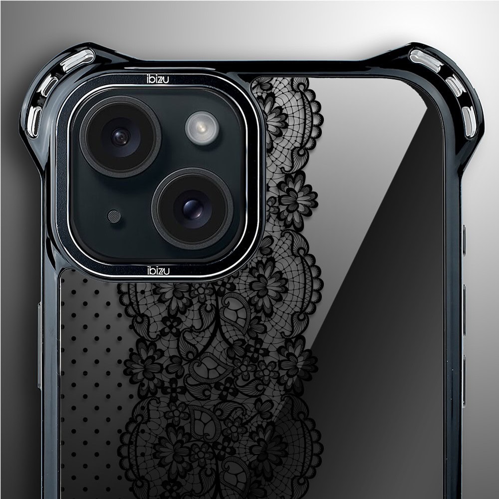 Etui do iPhone 15, Ibizu DropGuard Ultra z MagSafe, Midnight, Ornamentowa koronka