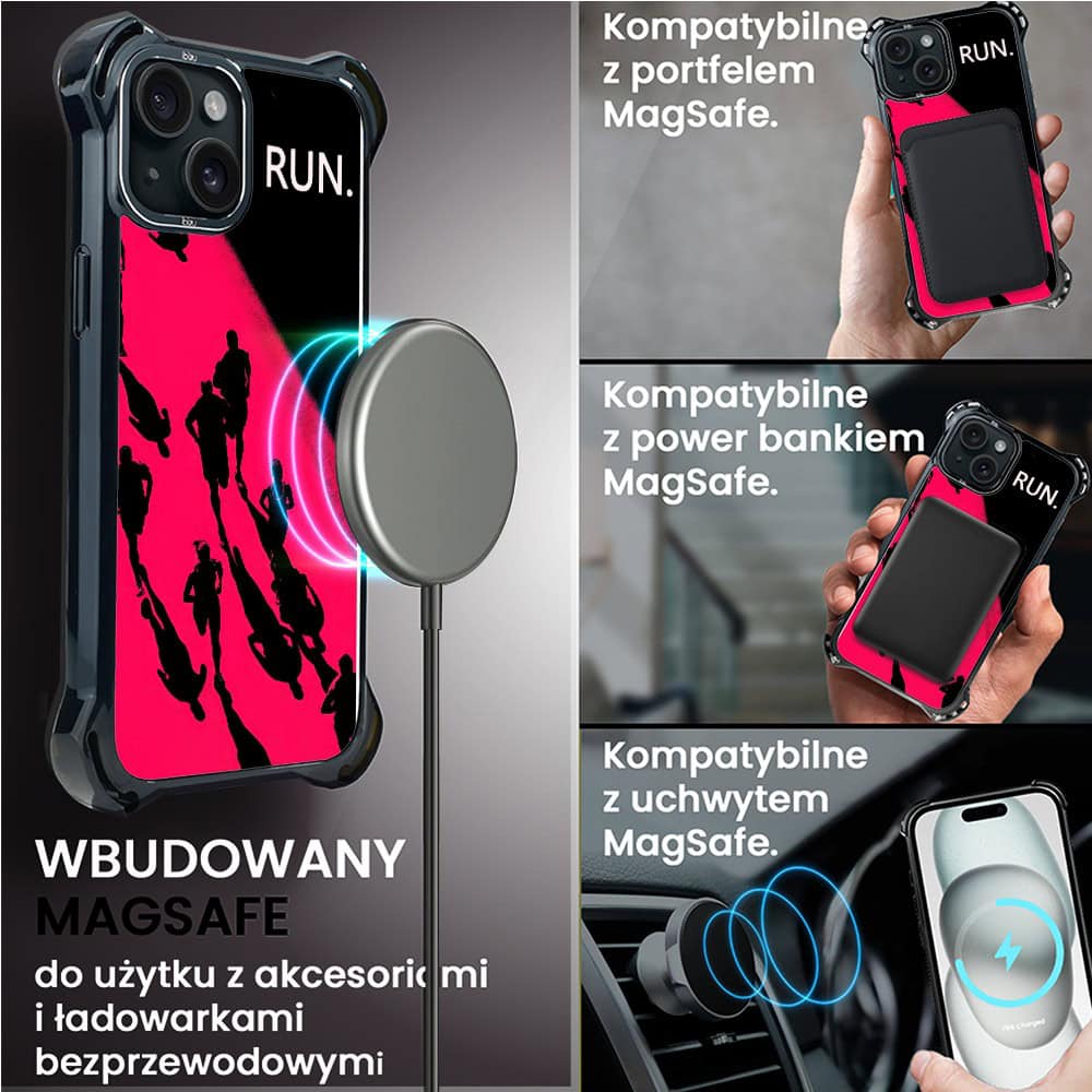 Etui do iPhone 15 Plus, Ibizu DropGuard Ultra z MagSafe, #Move, Nocny maraton