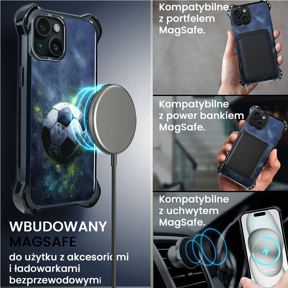 Etui do iPhone 15, Ibizu DropGuard Ultra z MagSafe, #Move, Piłka nożna