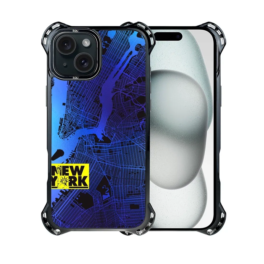 Etui do iPhone 15 Plus, Ibizu DropGuard Ultra z MagSafe, Mapy Świata, New York