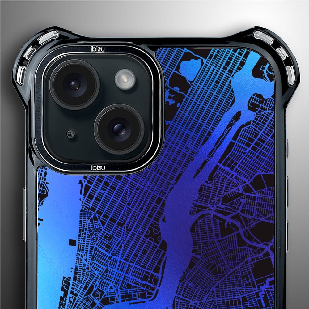 Etui do iPhone 15 Plus, Ibizu DropGuard Ultra z MagSafe, Mapy Świata, New York