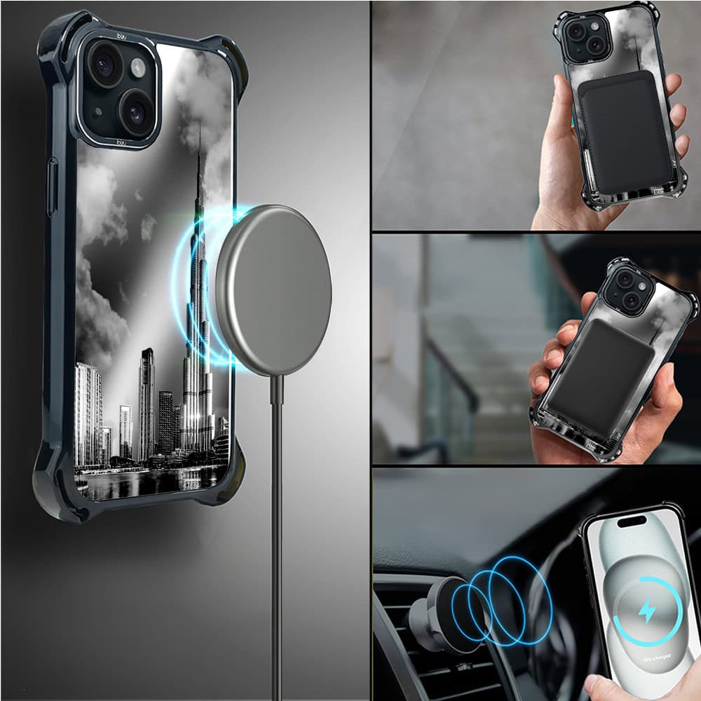Etui do iPhone 15, Ibizu DropGuard Ultra z MagSafe, Noir City, Burj Khalifa