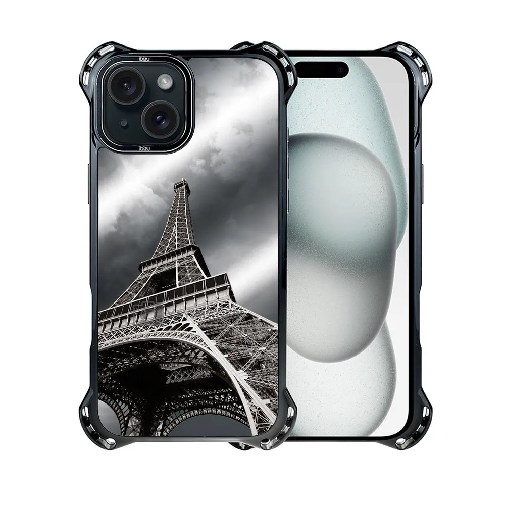 Etui do iPhone 15, Ibizu DropGuard Ultra z MagSafe, Noir City, Wieża Eiffla