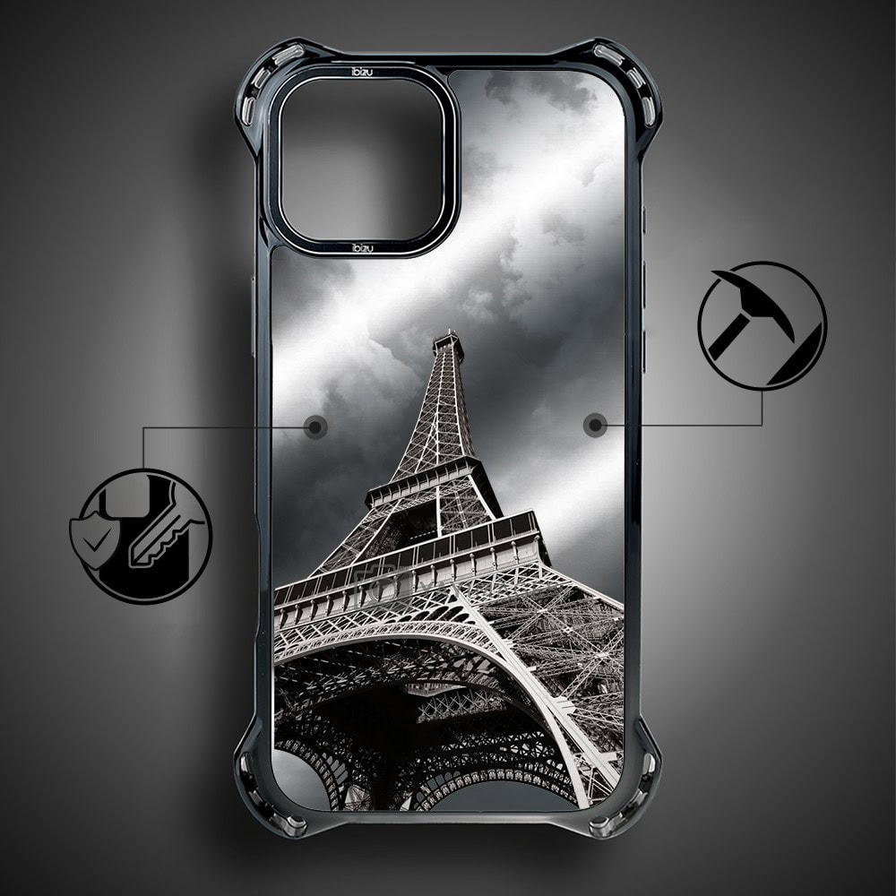 Etui do iPhone 15, Ibizu DropGuard Ultra z MagSafe, Noir City, Wieża Eiffla