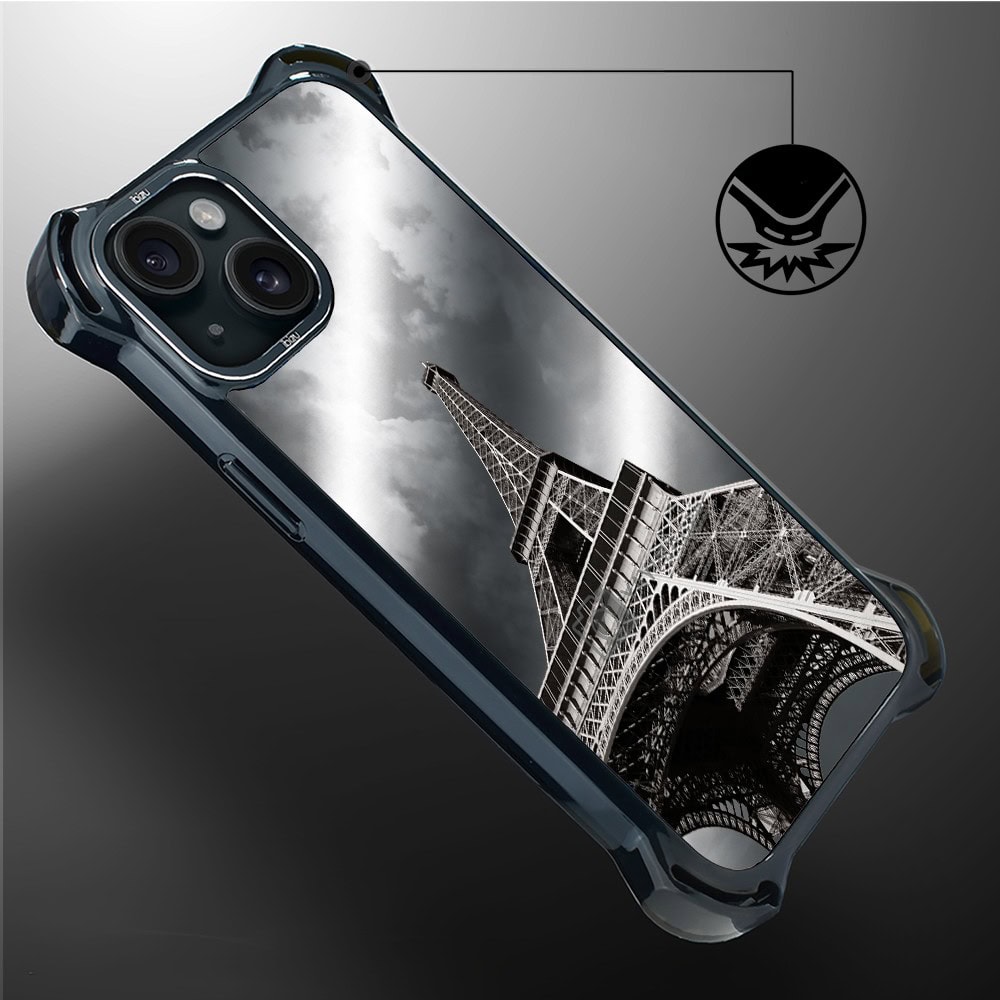Etui do iPhone 15, Ibizu DropGuard Ultra z MagSafe, Noir City, Wieża Eiffla
