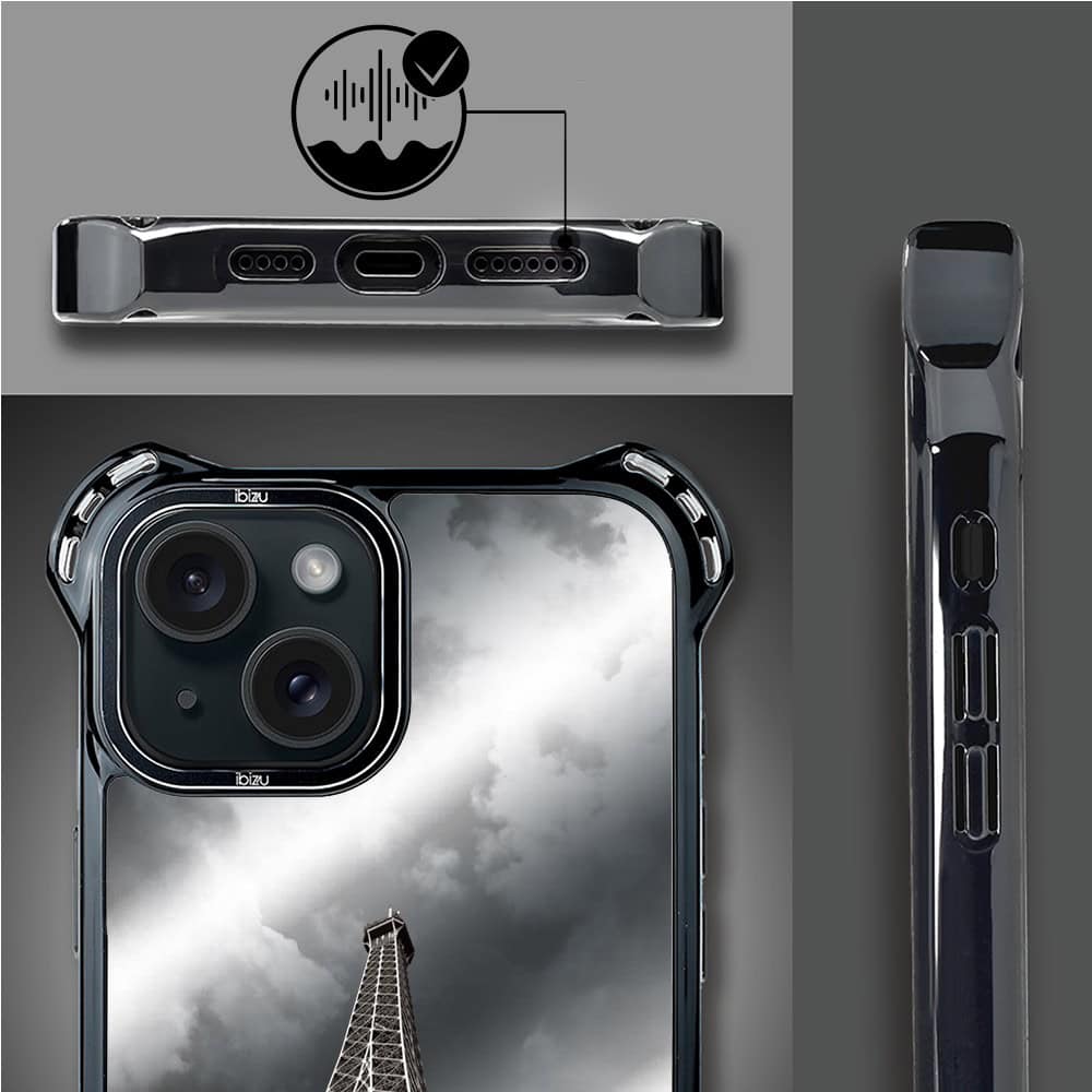 Etui do iPhone 15, Ibizu DropGuard Ultra z MagSafe, Noir City, Wieża Eiffla