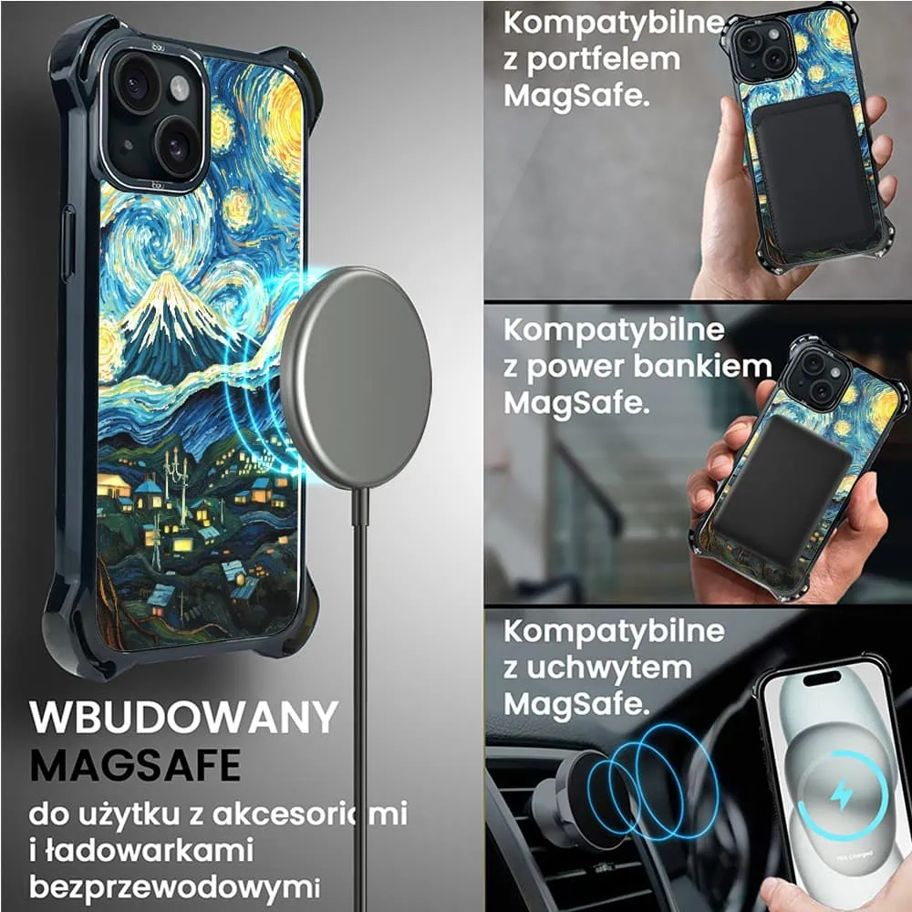 Etui do iPhone 15 Plus, Ibizu DropGuard Ultra z MagSafe, Van Gogh, gwieździsta noc