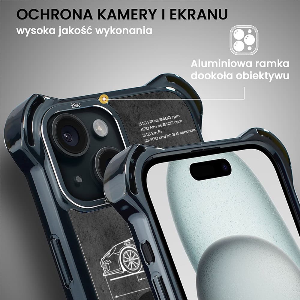 Etui do iPhone 15, Ibizu DropGuard Ultra z MagSafe, TechDrive, 911 GT3 RS