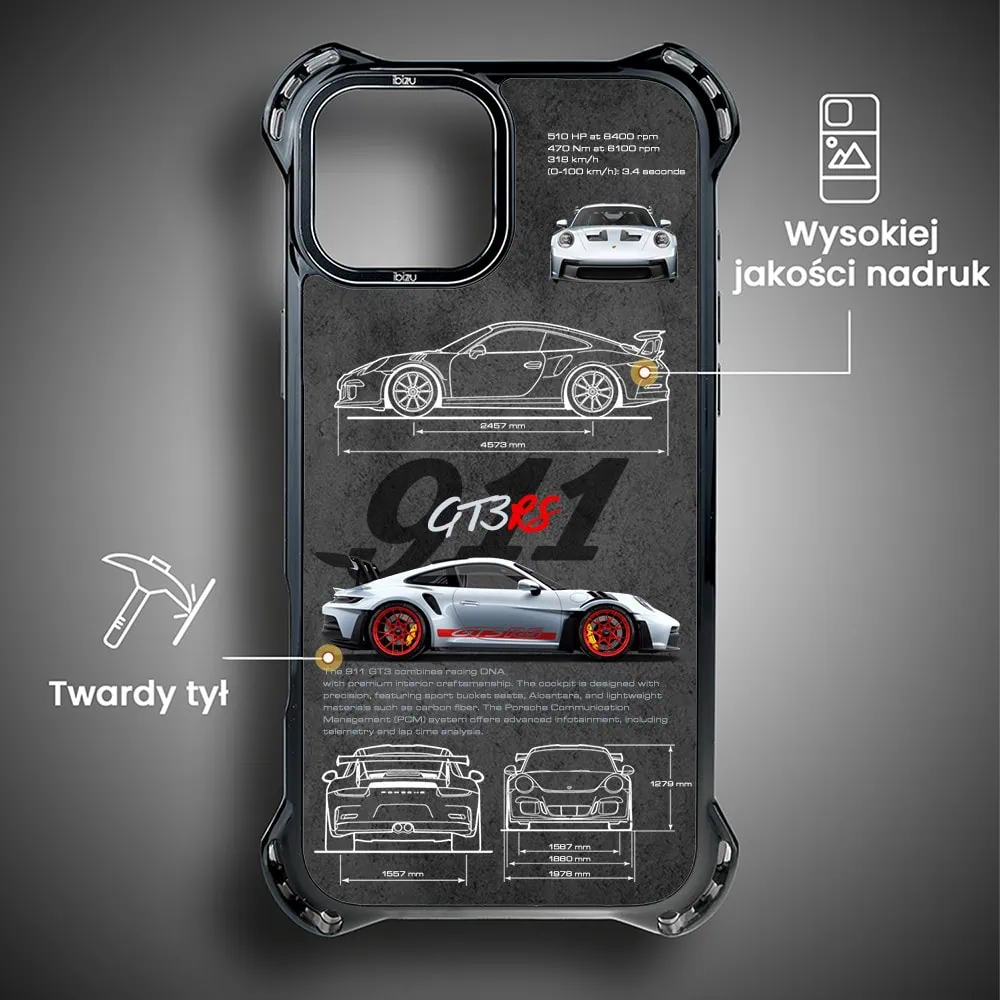 Etui do iPhone 15, Ibizu DropGuard Ultra z MagSafe, TechDrive, 911 GT3 RS