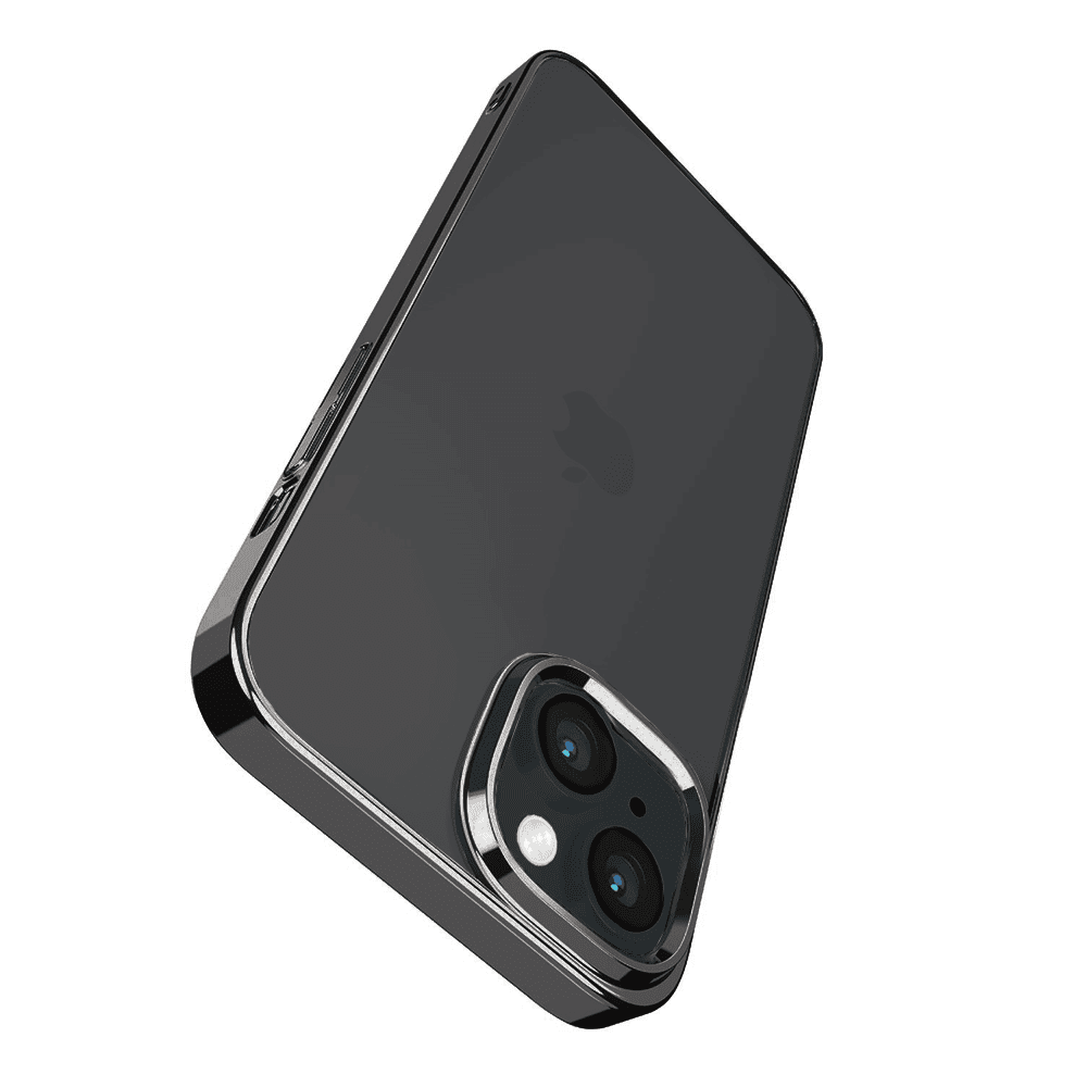 Etui do iPhone 15 JETech Simple Metallic Black, przeźroczyste z ramką w kolorze czarnym (OUTLET)