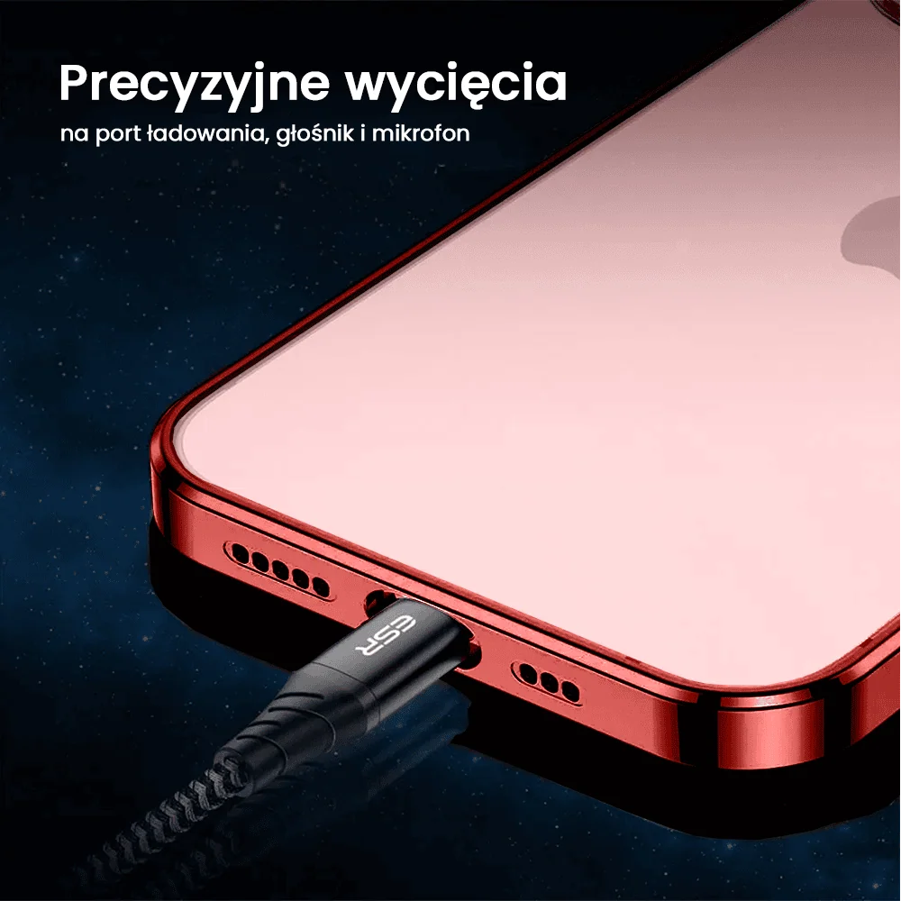 Etui do iPhone 15 JETech Simple Metallic Red, przeźroczyste z ramką w kolorze czerwonym (OUTLET)