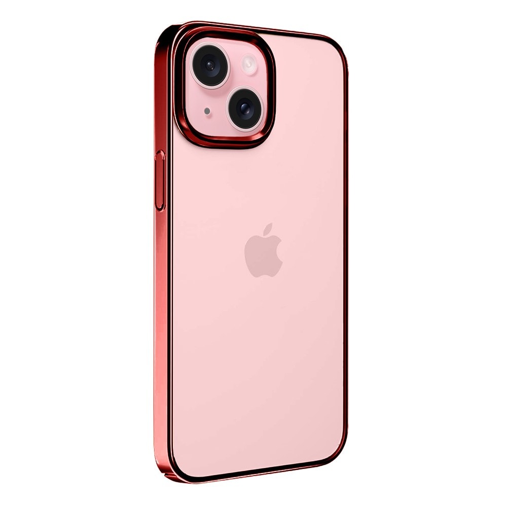 Etui do iPhone 15 JETech Simple Metallic Red, przeźroczyste z ramką w kolorze czerwonym (OUTLET)