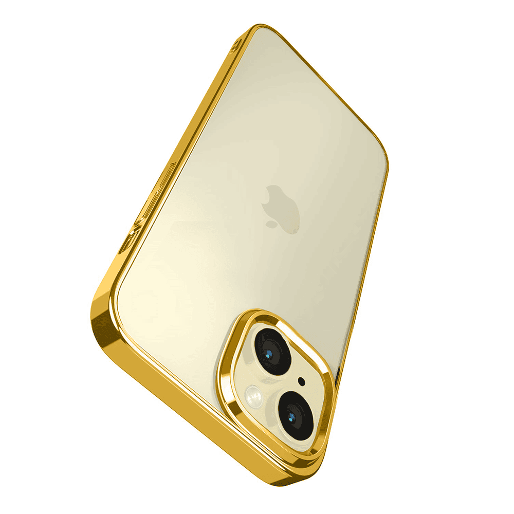 Etui do iPhone 15 JETech Simple Metallic gold przeźroczyste z ramką w kolorze złotym (OUTLET)