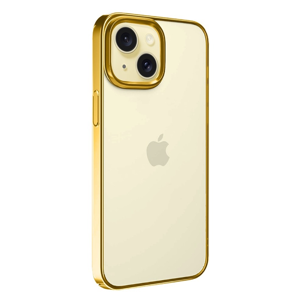 Etui do iPhone 15 JETech Simple Metallic gold przeźroczyste z ramką w kolorze złotym (OUTLET)