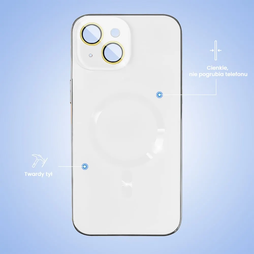 Etui do iPhone 15 Plus Jolly Magsafe Protect, z osłoną obiektywów, białe ze srebrną ramką