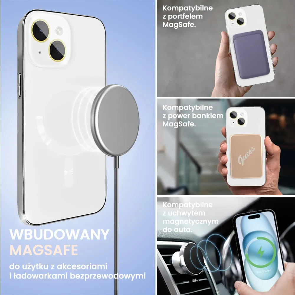 Etui do iPhone 15 Plus Jolly Magsafe Protect, z osłoną obiektywów, białe ze srebrną ramką