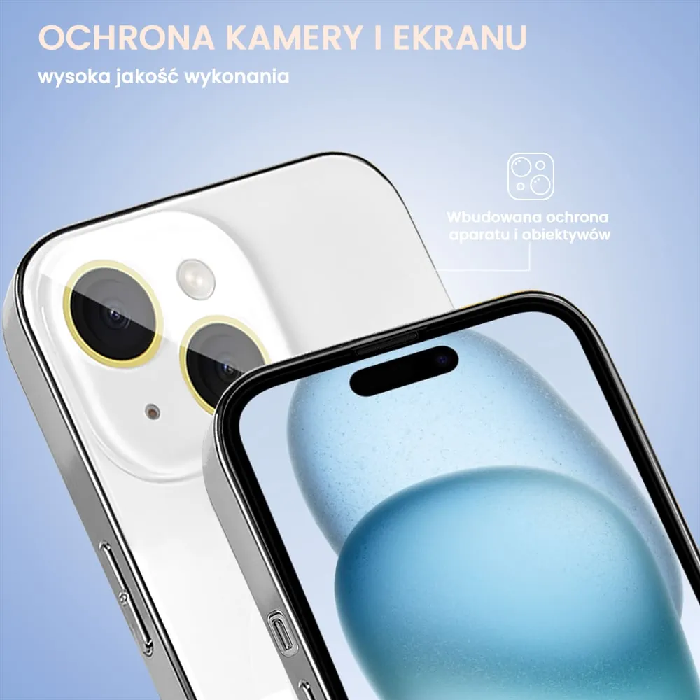 Etui do iPhone 15 Plus Jolly Magsafe Protect, z osłoną obiektywów, białe ze srebrną ramką