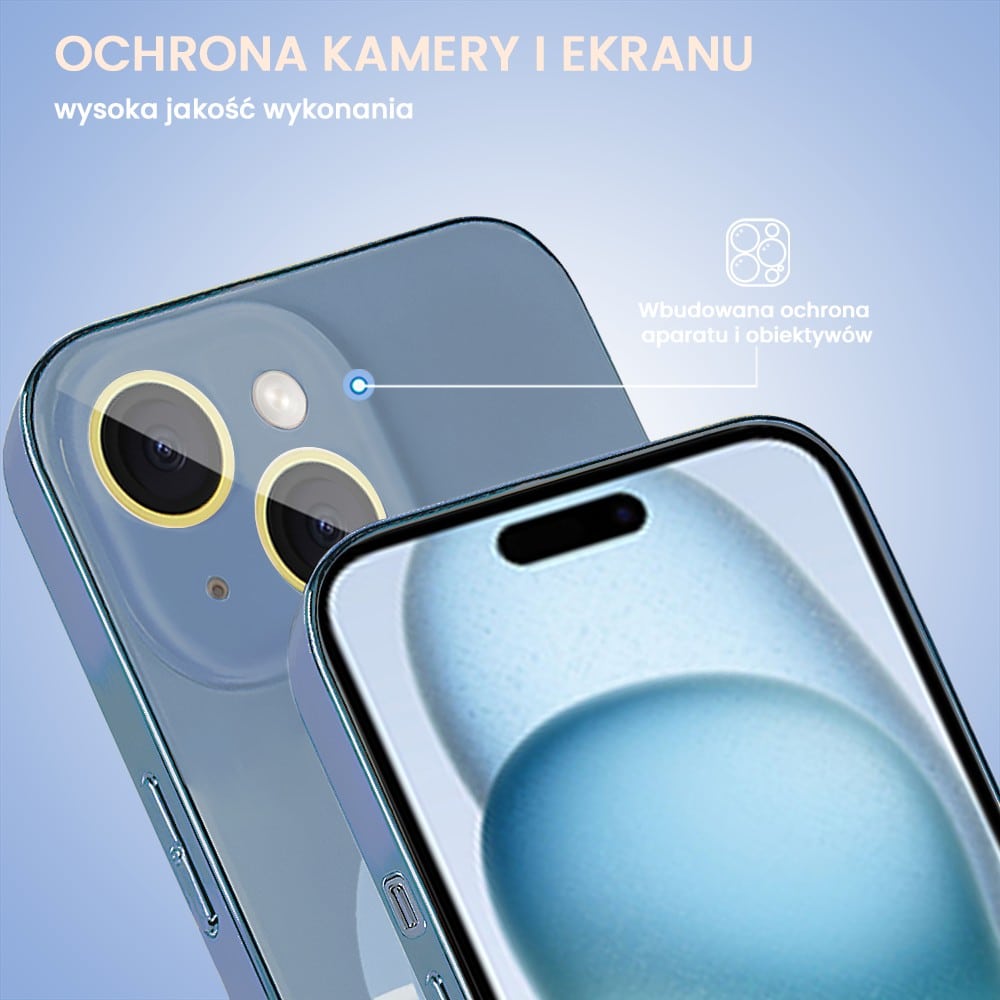 Etui do iPhone 15 Plus Jolly Magsafe Protect, z osłoną obiektywów, niebieskie z ozdobną ramką