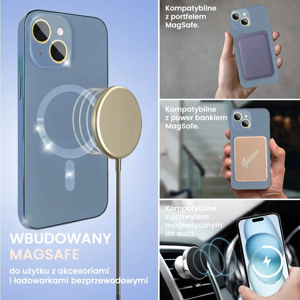 Etui do iPhone 15 Plus Jolly Magsafe Protect, z osłoną obiektywów, niebieskie z ozdobną ramką