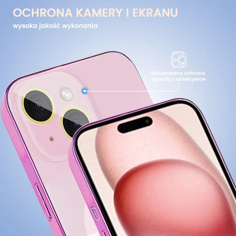 Etui do iPhone 15 Plus Jolly Magsafe Protect, z osłoną obiektywów, różowe z ozdobną ramką