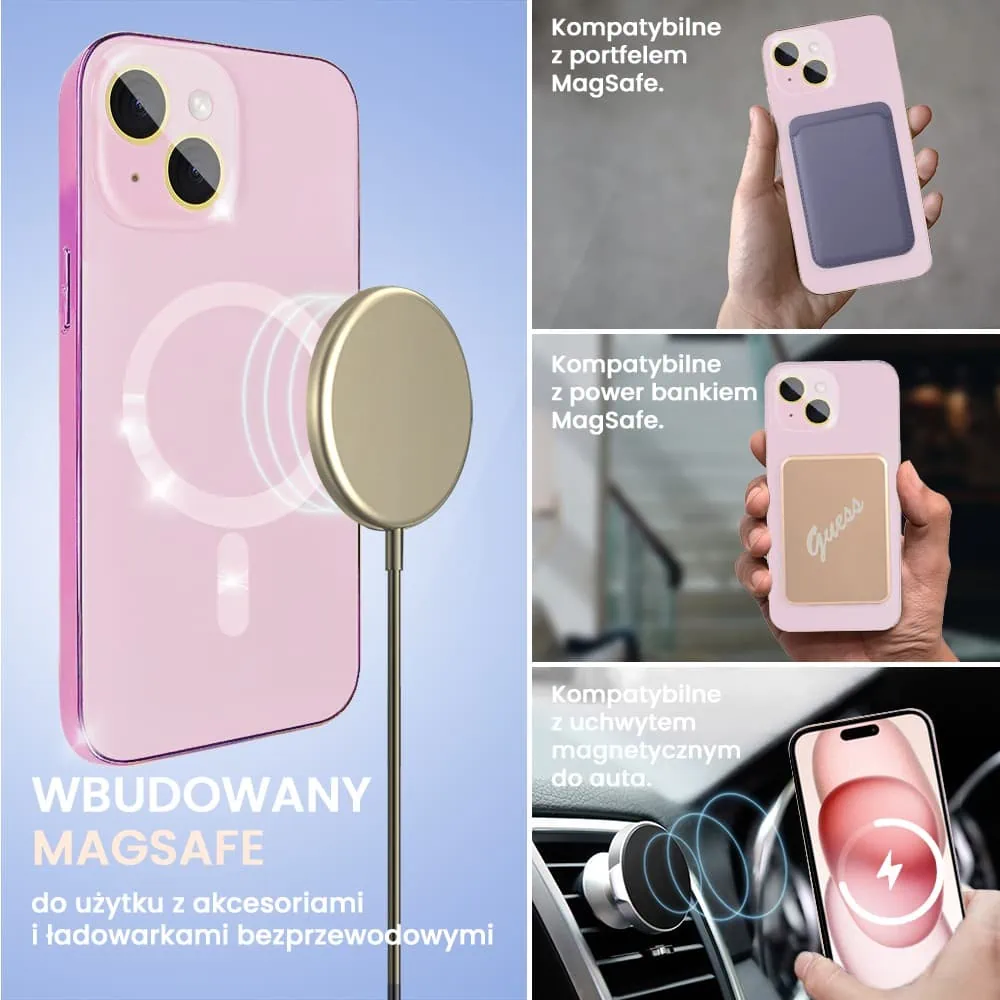 Etui do iPhone 15 Plus Jolly Magsafe Protect, z osłoną obiektywów, różowe z ozdobną ramką