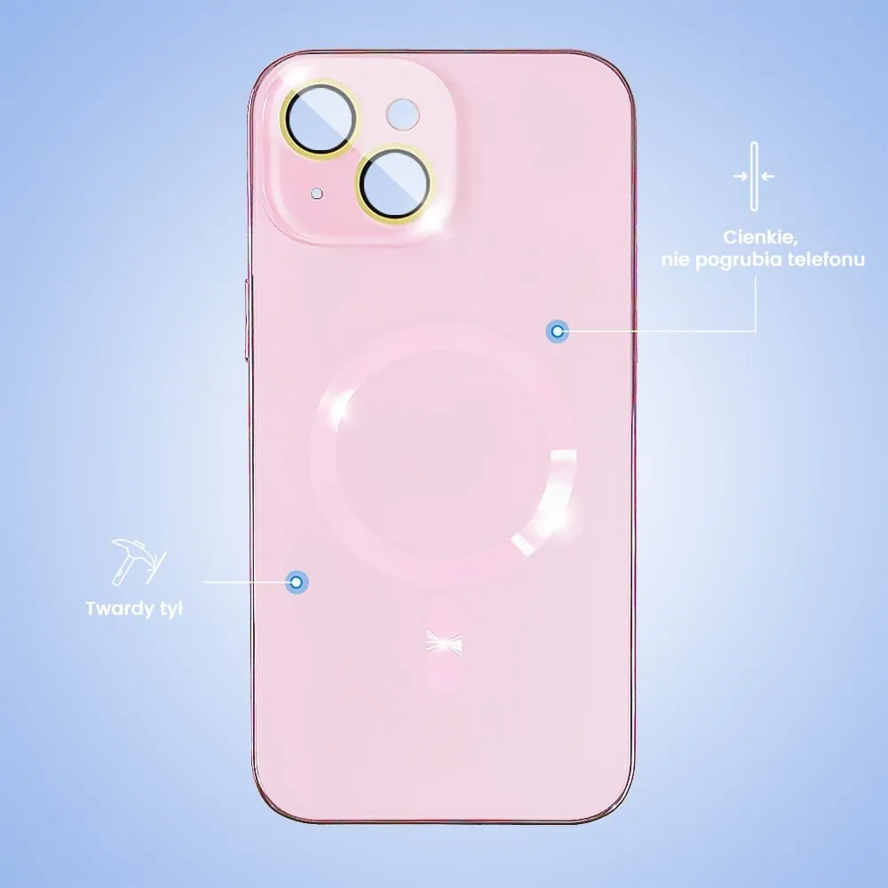 Etui do iPhone 15 Plus Jolly Magsafe Protect, z osłoną obiektywów, różowe z ozdobną ramką
